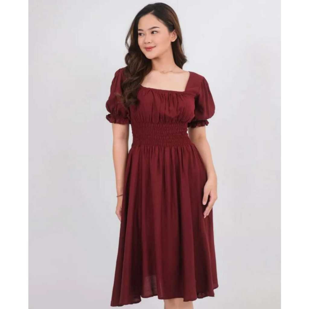 Daster Vintage Korean Style / Dress Pinggang Kerut Viral Kekinian / Daster Wanita Jumbo
