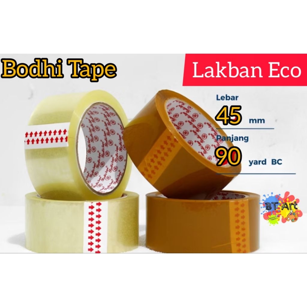 

LAKBAN ISOLASI BENING / COKLAT ECO MERK BODHI TAPE 45MM x90YARD BC -TIDAK MUDAH PUTUS DAN DIJAMIN LENGKET