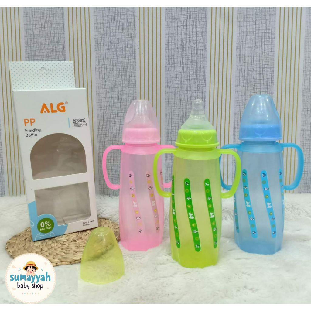 Algo Botol Dot Susu Bayi 260ml Pegangan Motif Lucu Tebal Berkualitas