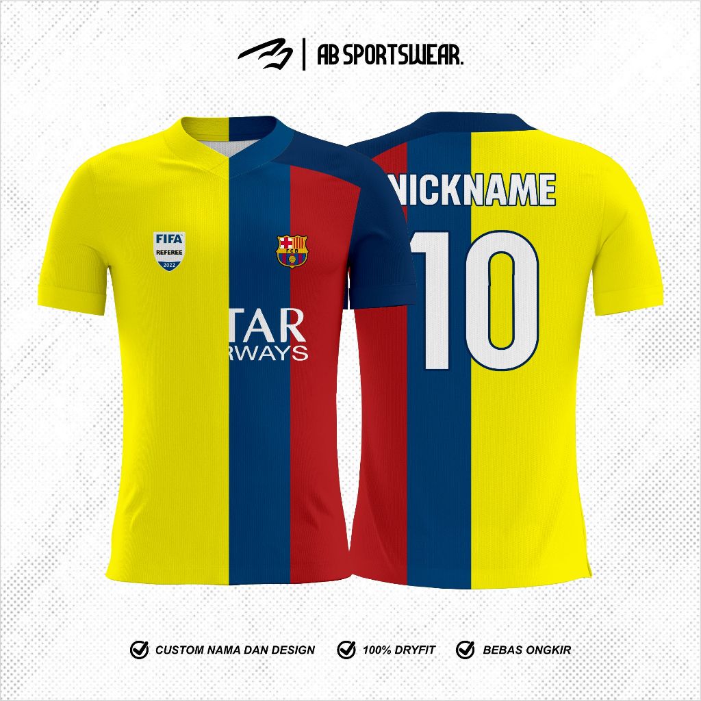 BAJU JERSEY BARCELONA X WASIT FREE CUSTOM NAMA DAN NOMOR PUNGGUNG FULL PRINTING