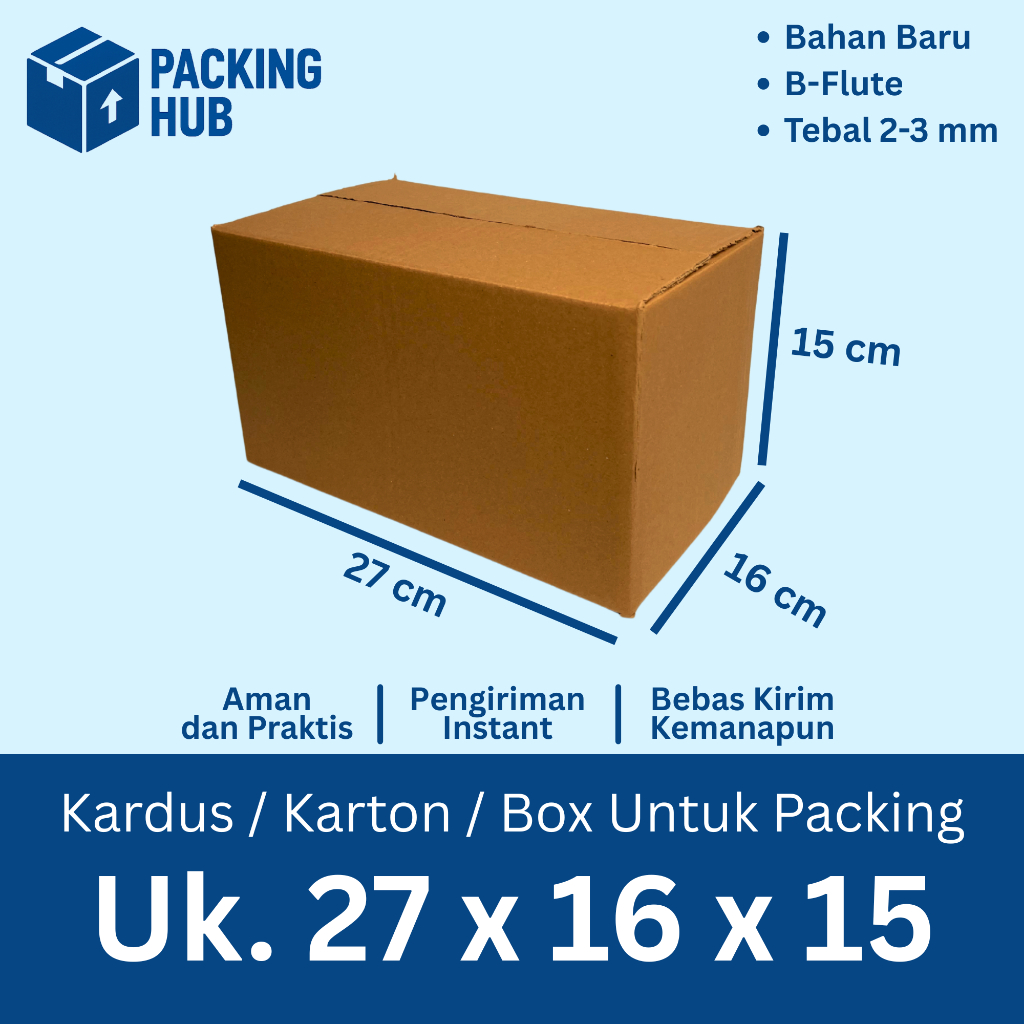 

KARDUS PACKING 27x16x15 CM / BOX KARTON CORUGATED B-FLUTE / BOX PACKING ONLINE
