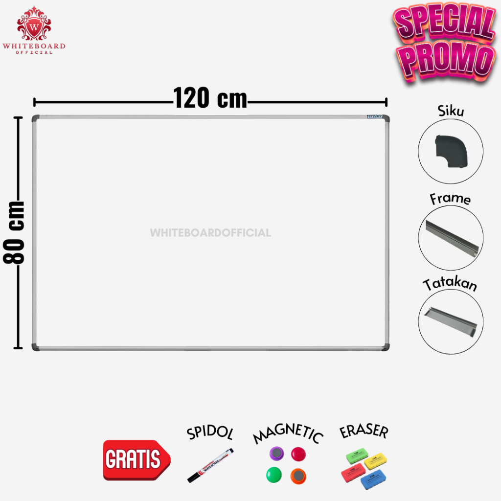 

SAKANA Papan Tulis White Board 80x120cm / Whiteboard Magnet Gantung Mudah Ditulis (SPECIAL PROMO)