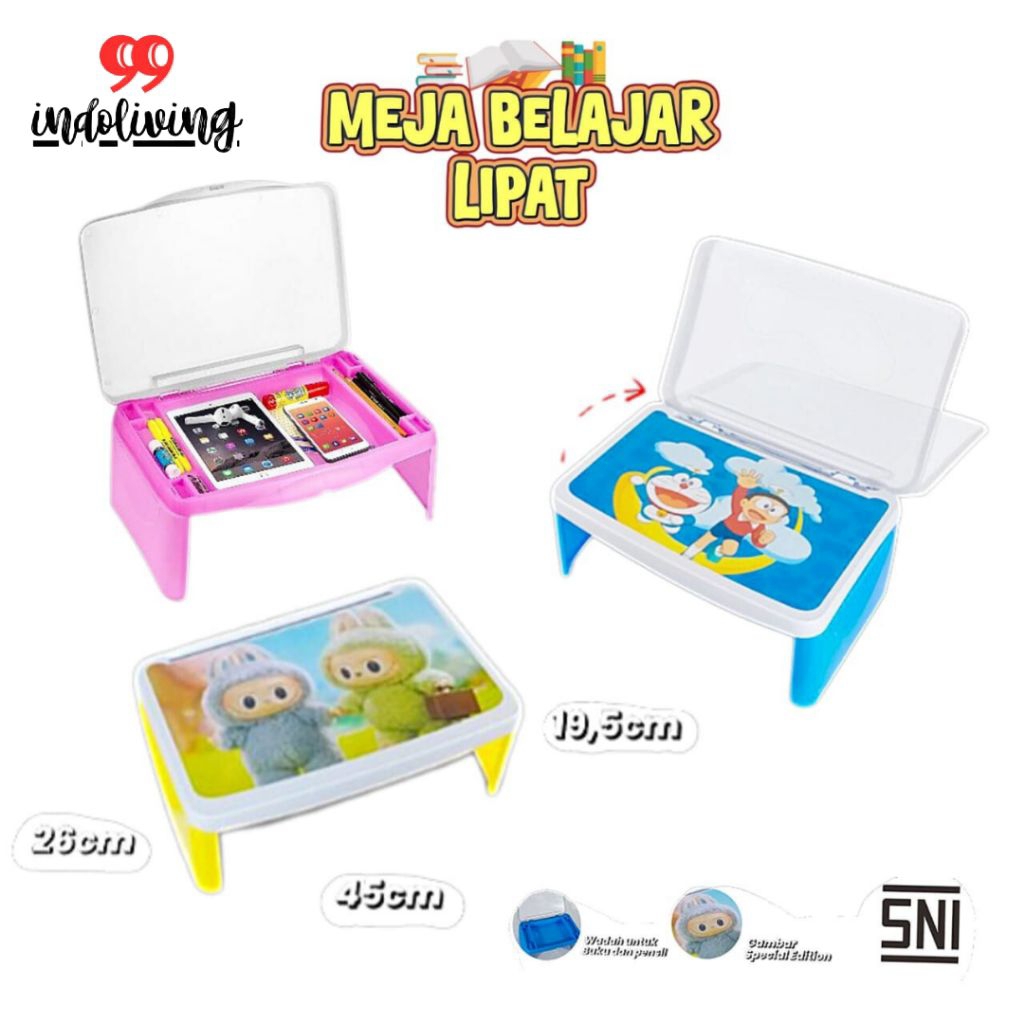 Meja Belajar Anak Lipat Plastik Portable Karakter