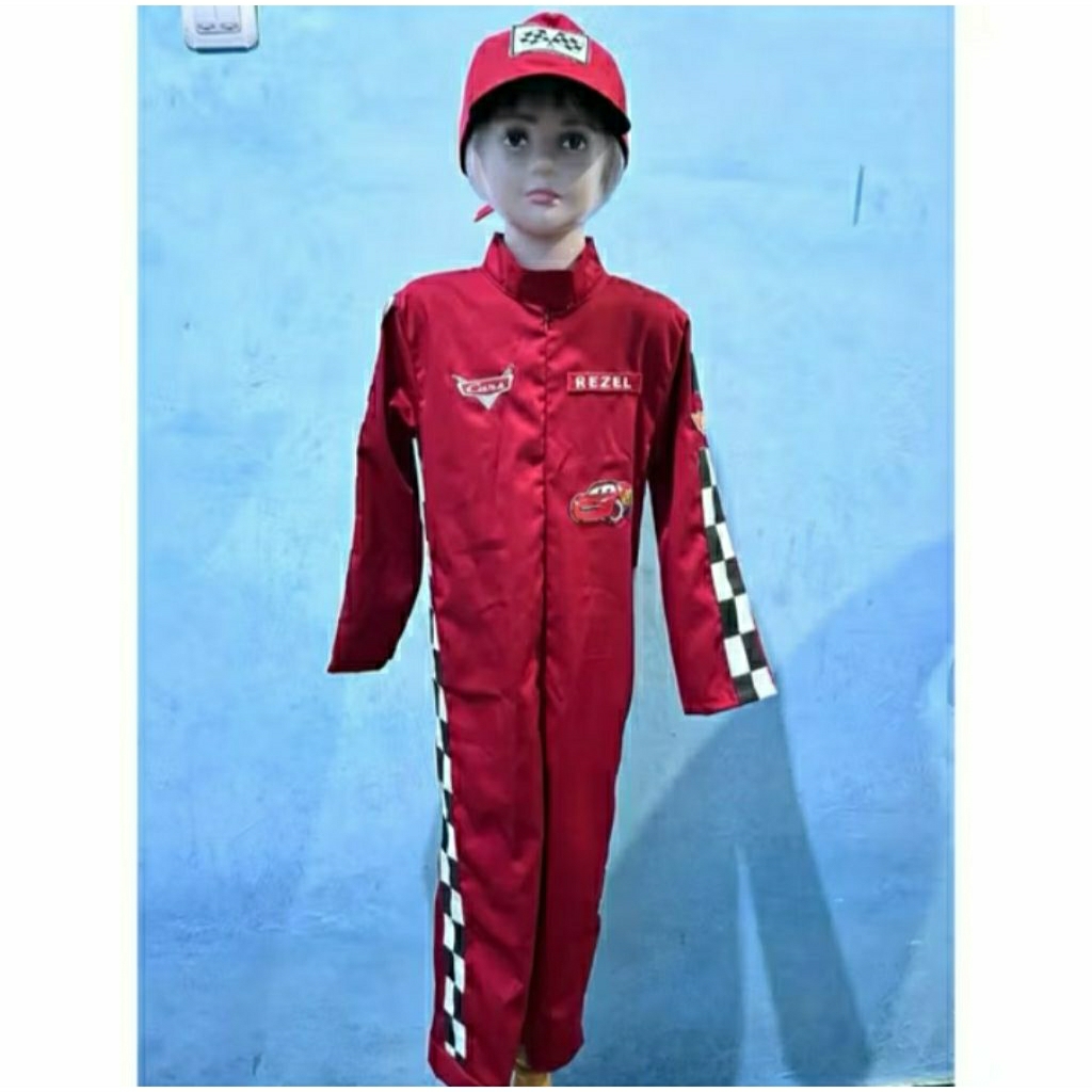 kostum pembalap/kostum pembalap anak/kostum ulangtahun anak/baju pembalap/baju pembalap anak/baju ra