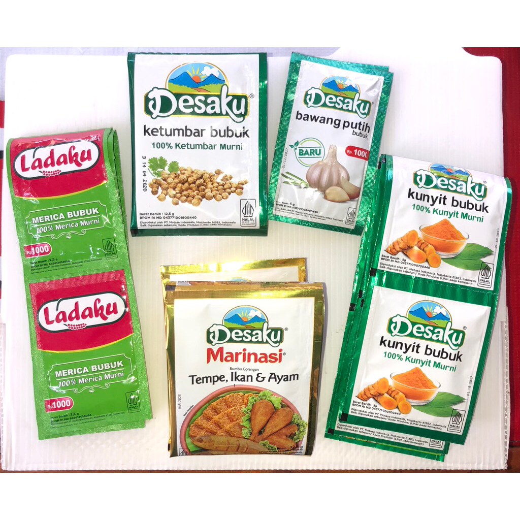 

Bumbu Halus, Ladaku Merica Bubuk/ Desaku Bawang Putih Halus/ Desaku Ketumbar Bubuk/ Desaku Kunyit Bubuk/ Desaku Bumbu Marinasi Halus