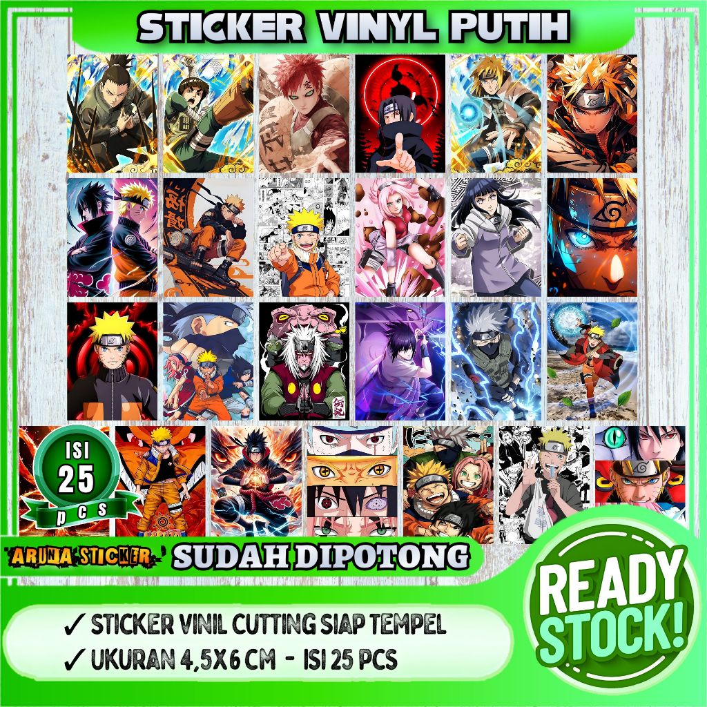 

25 pcs Sticker Naruto Anime Manga Sudah Dipotong Tinggal Tempel