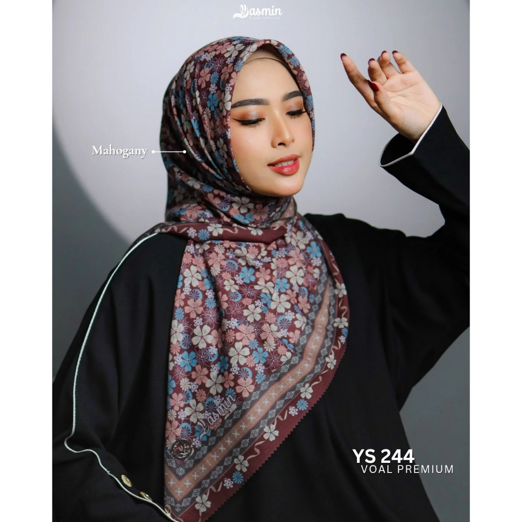 Yasmin Hijab - Segi Empat Motif Bunga Ys 244 Yasmin Hijab Alyssa Flowers Scarf Exclusive Yasmin Hija