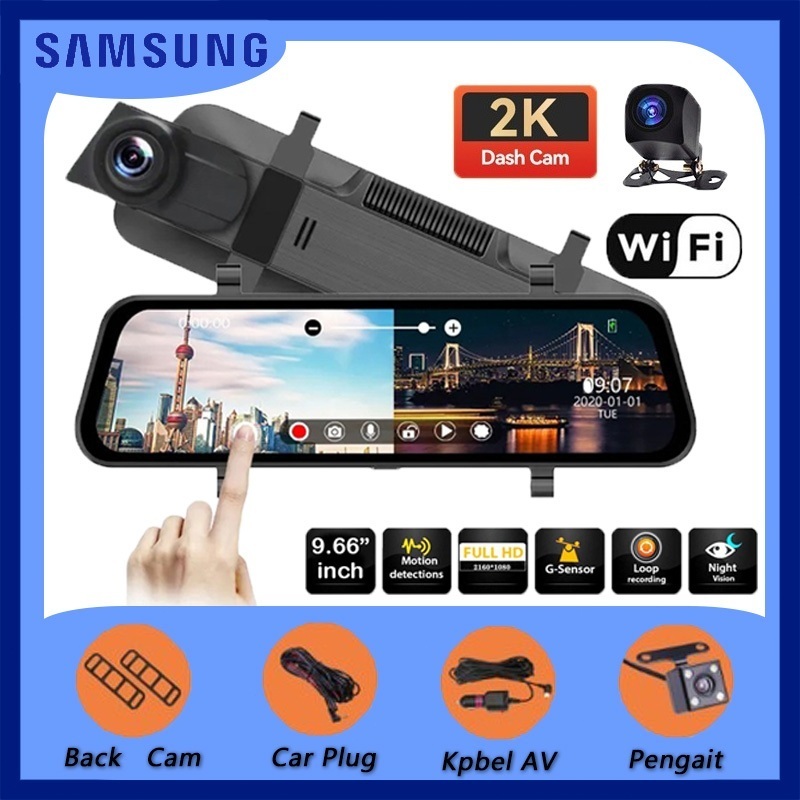 【Lokal Stok】Samsung Dashcam Mobil Wifi GPS 4K Kamera Ganda Dan Visi Malam Ganda Car Kamera Mobil 10'