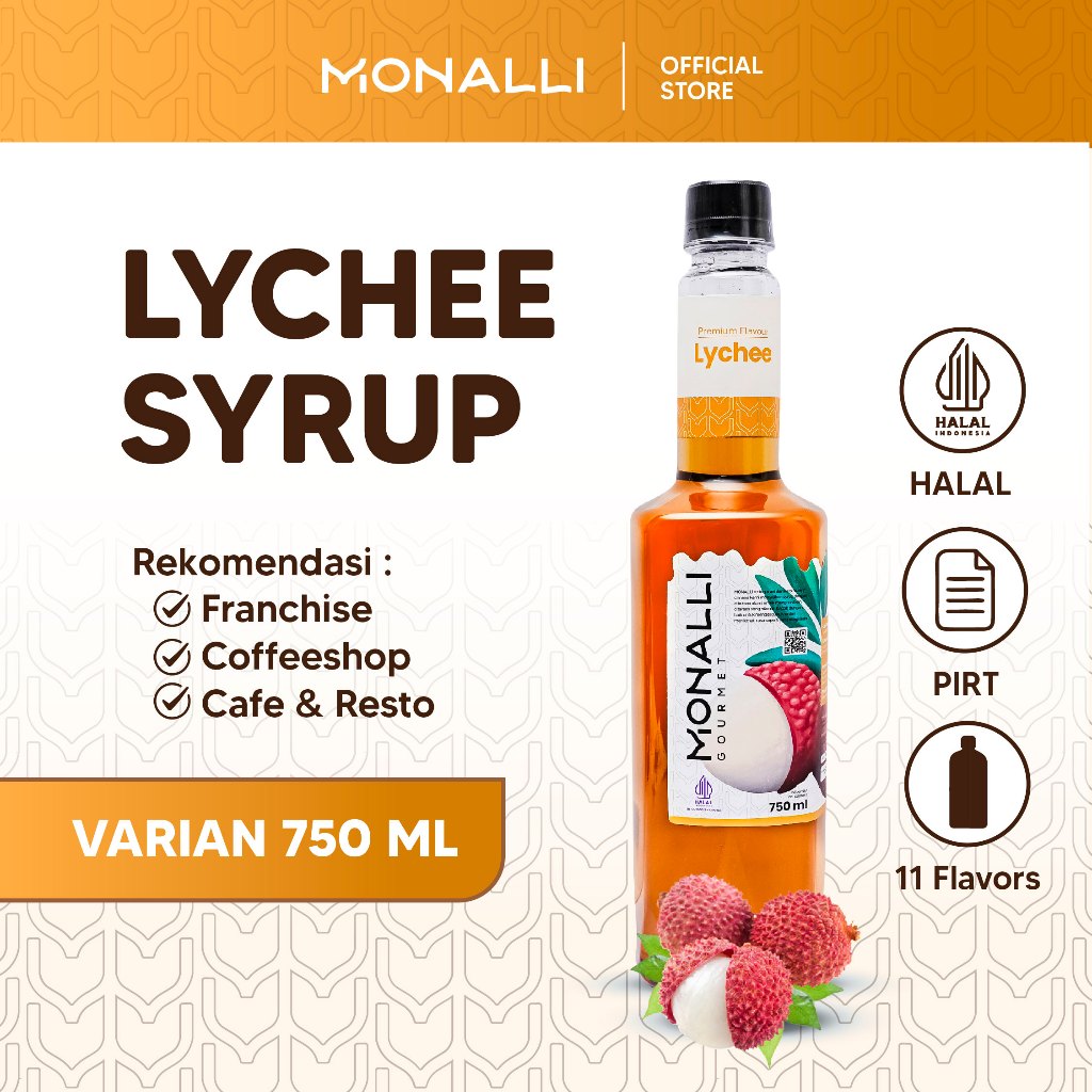 

Monalli - 750ml / Syrup Lychee / Syrup Premium Lychee / Lychee Syrup / Syrup Minuman / Sirup Rasa