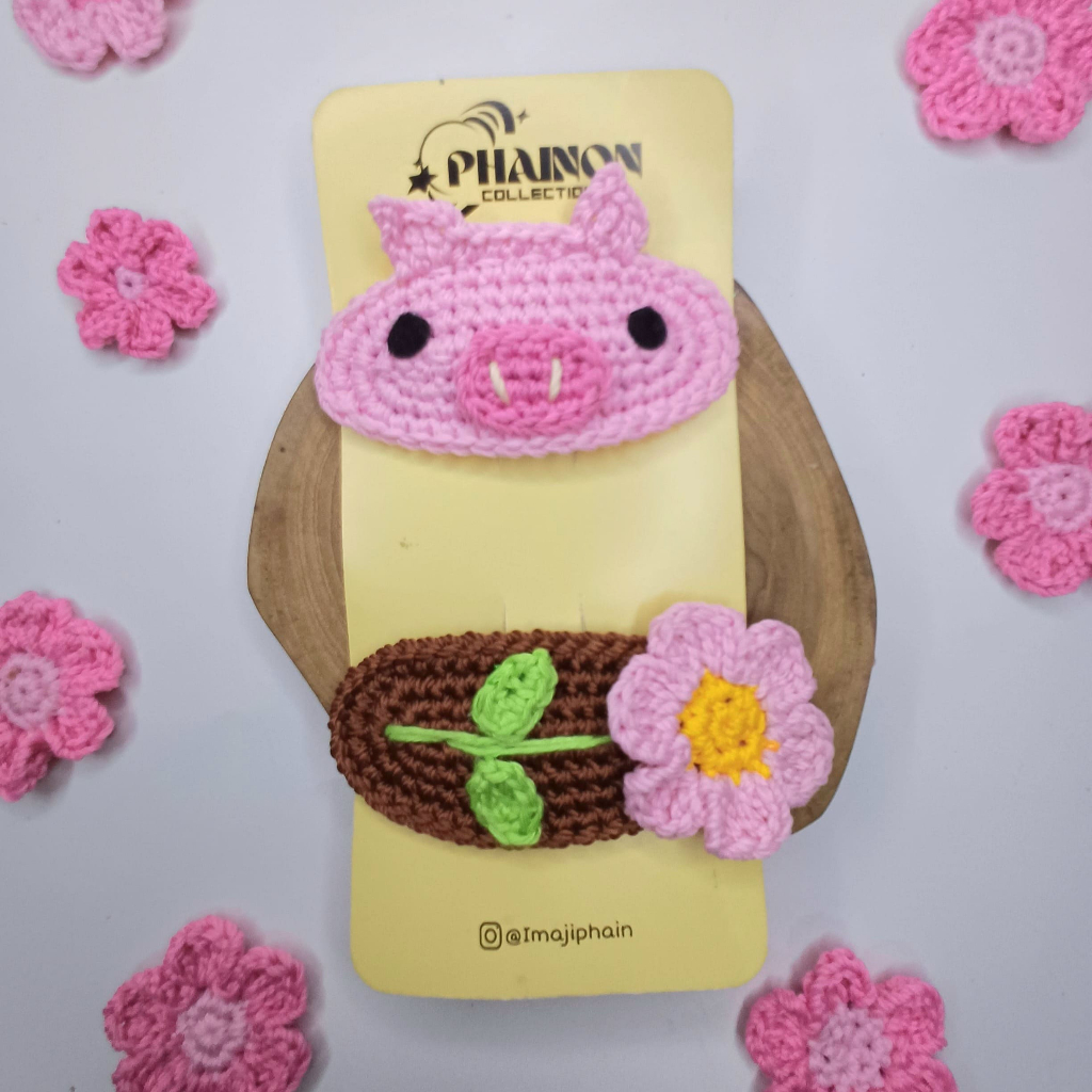 Jepit Rajut Karakter Lucu | Crochet Hair accessories Cute