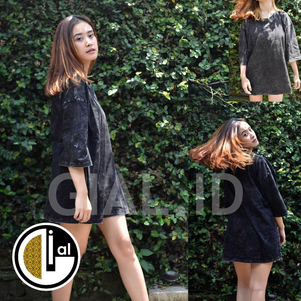 Basic Oversized tees Kaos washed oversize Hijab Friendly