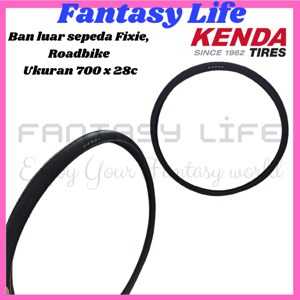 Fantasy Ban Luar Sepeda Ukuran 700 x 28C Kenda Hitam sepeda Fixie Balap Roadbike | High Quality