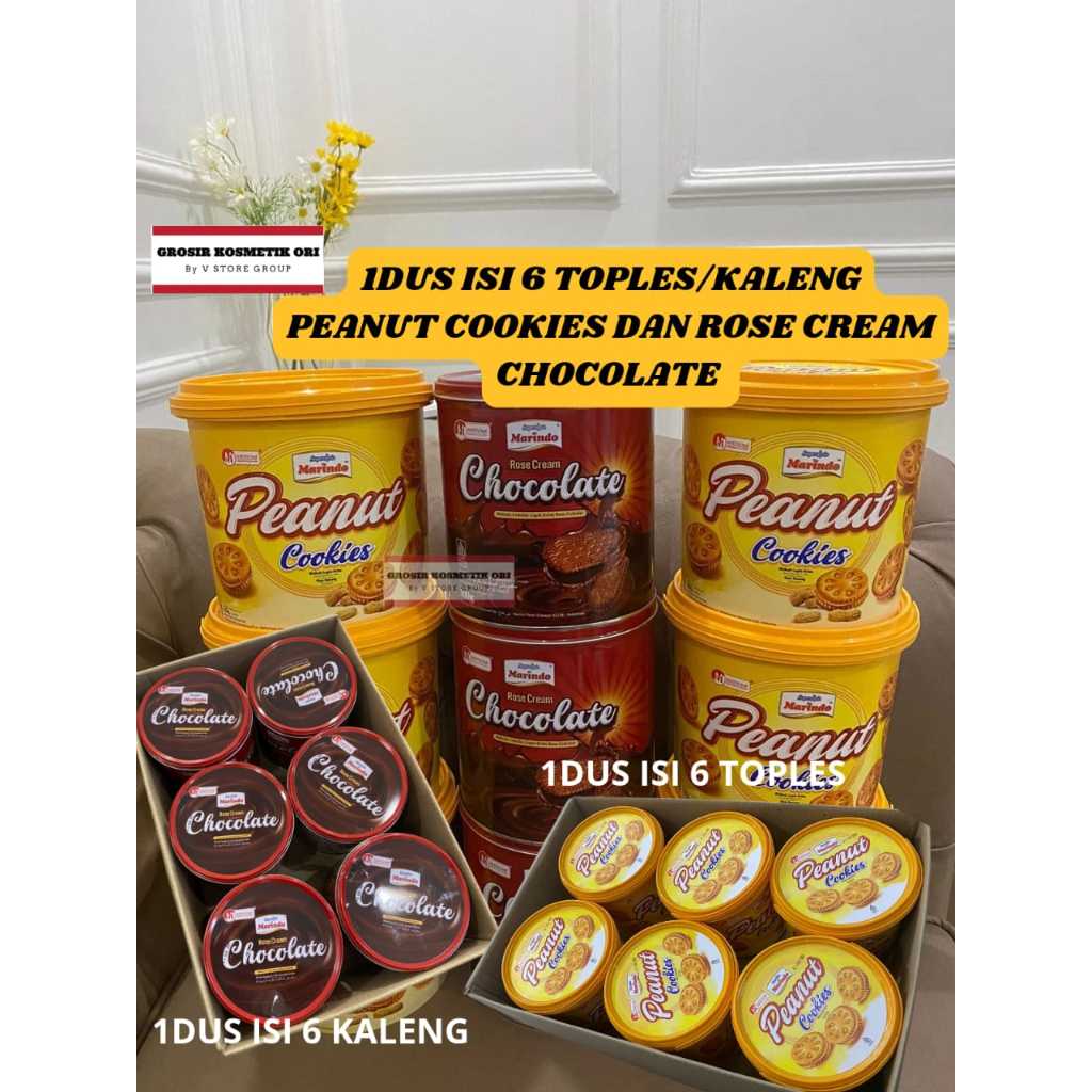 

(PER KARTON ISI 6 TOPLES/KALENG) JAJAN LEBARAN PEANUT COOKIES DAN ROSE CREAM CHOCOLATE KALENG