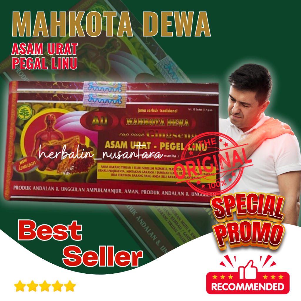 

Mahkota Dewa Serbuk Pegal Linu Asam Urat Original 30 Sachet