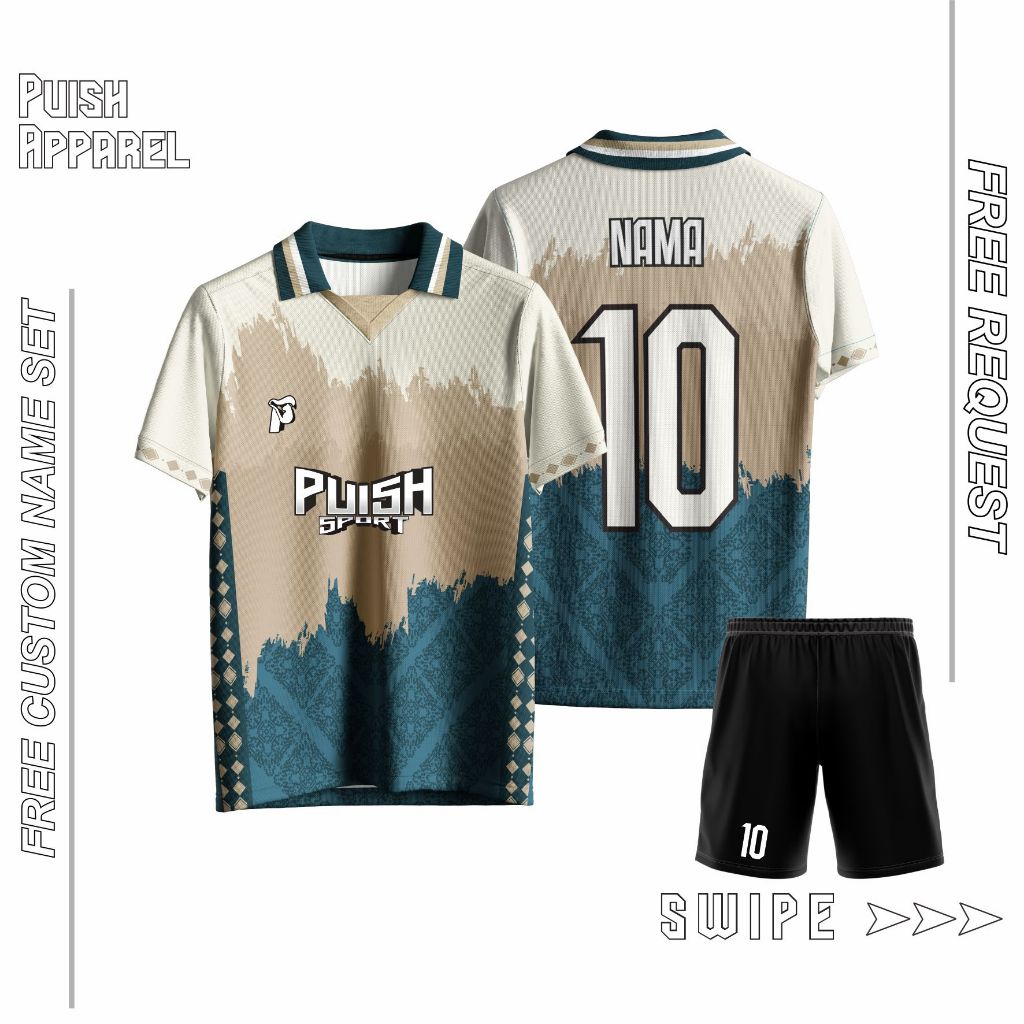 Jersey Sepak bola   green cream ornament custom JERSEY PRINTING SATUAN BISA CUSTOM DESIGN FREE NAMA 