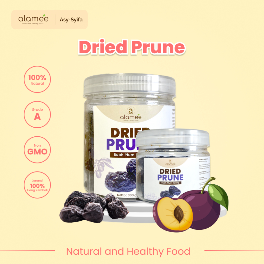 

ALAMEE Dried Prune Cemilan Buah Kering Sehat Buah Plum Kering Rendah Kalori Tanpa Biji PREMIUM 300gr