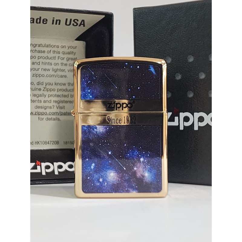 Original Zippo Blue Sky and Gold Plated 2 sisi