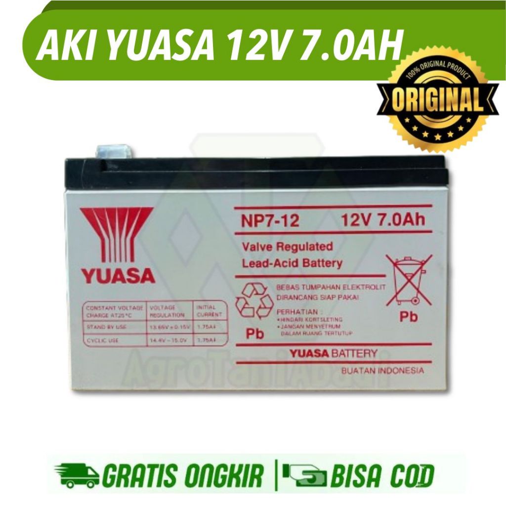 Aki Kering YUASA 12V 7AH Original ACCU tangki pompa semprot elektrik UPS SELIS electric battery spra