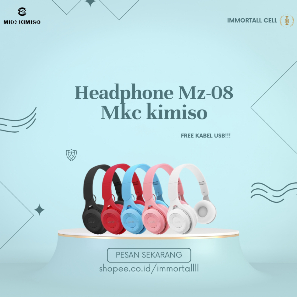 Headphone Bluetooth MZ-08 Wireless Bluetooth MZ 08 Support SD Card Stereo Headphone, IMMORTALL CELL