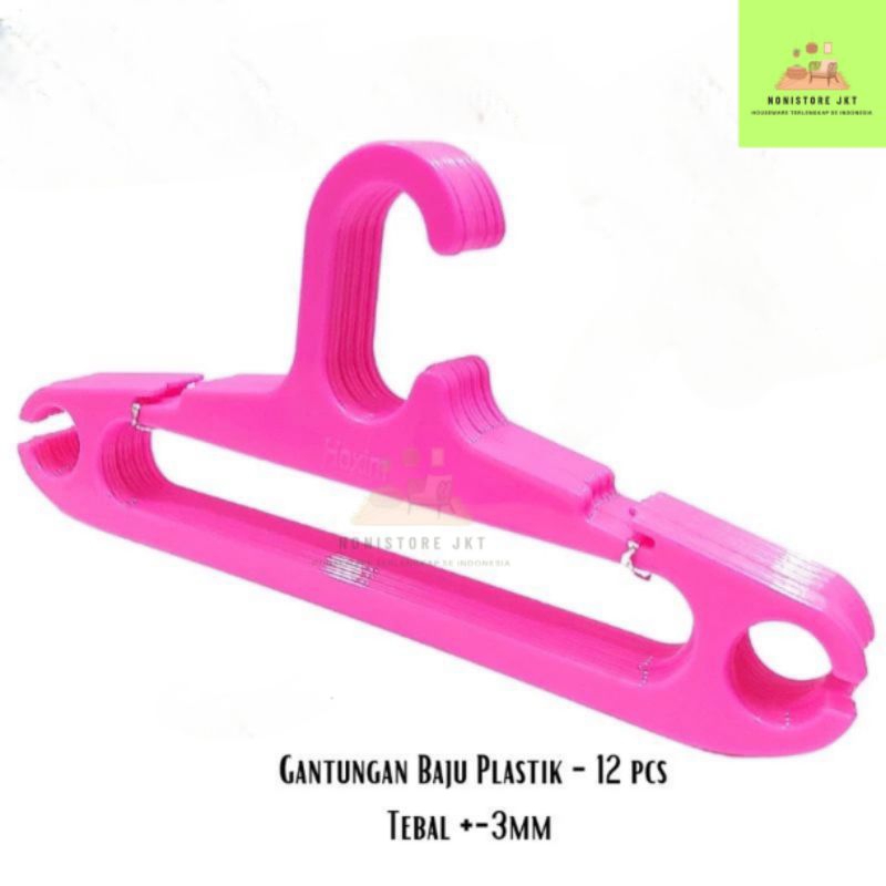 Hanger Baju Plastik 12 pcs | Hanger Plastik | Gantungan Baju | Gantungan baju Plastik