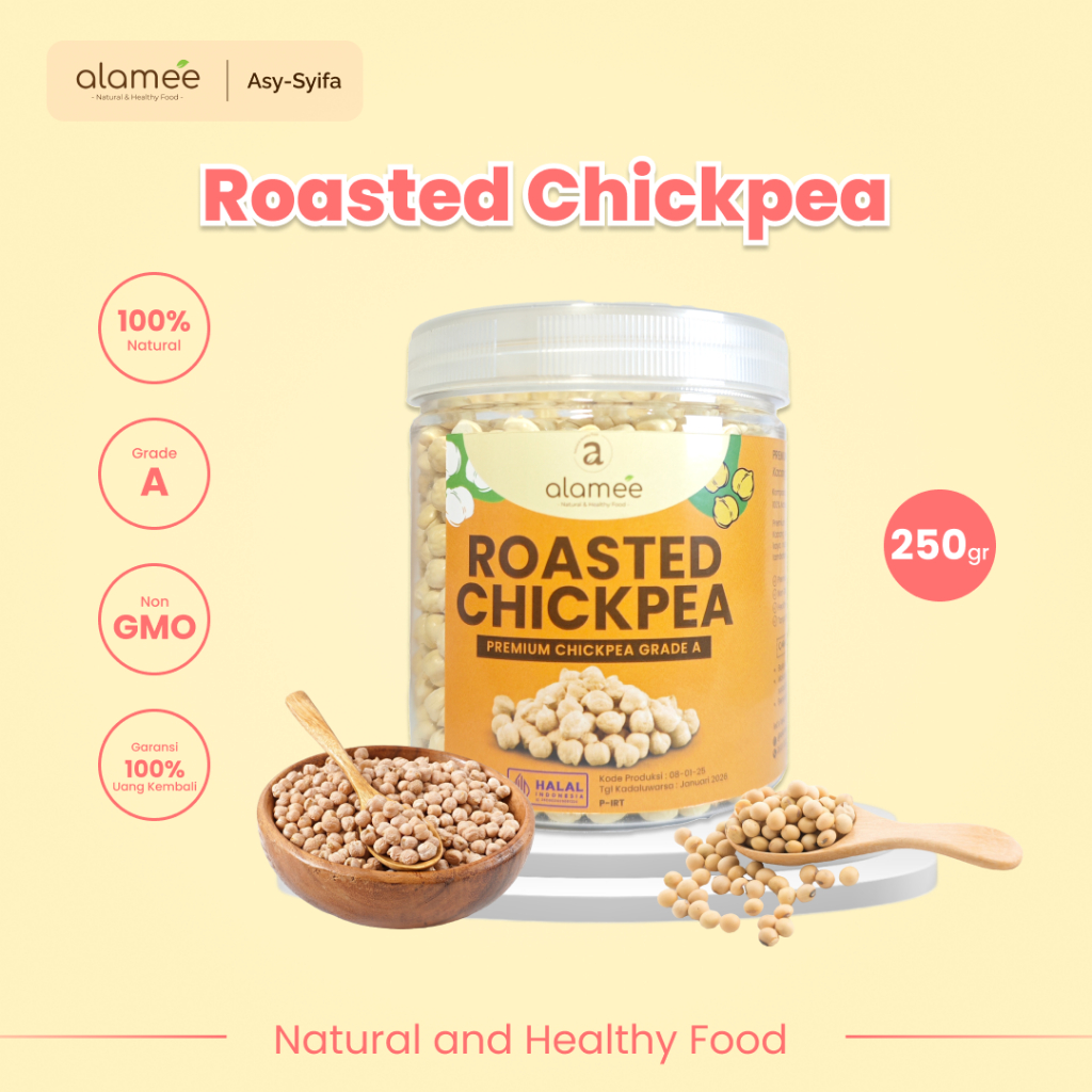 

ALAMEE Kacang Arab Panggang Roasted Chikpea Kacang Adas Gurih Matang Siap Makan PREMIUM 250gr