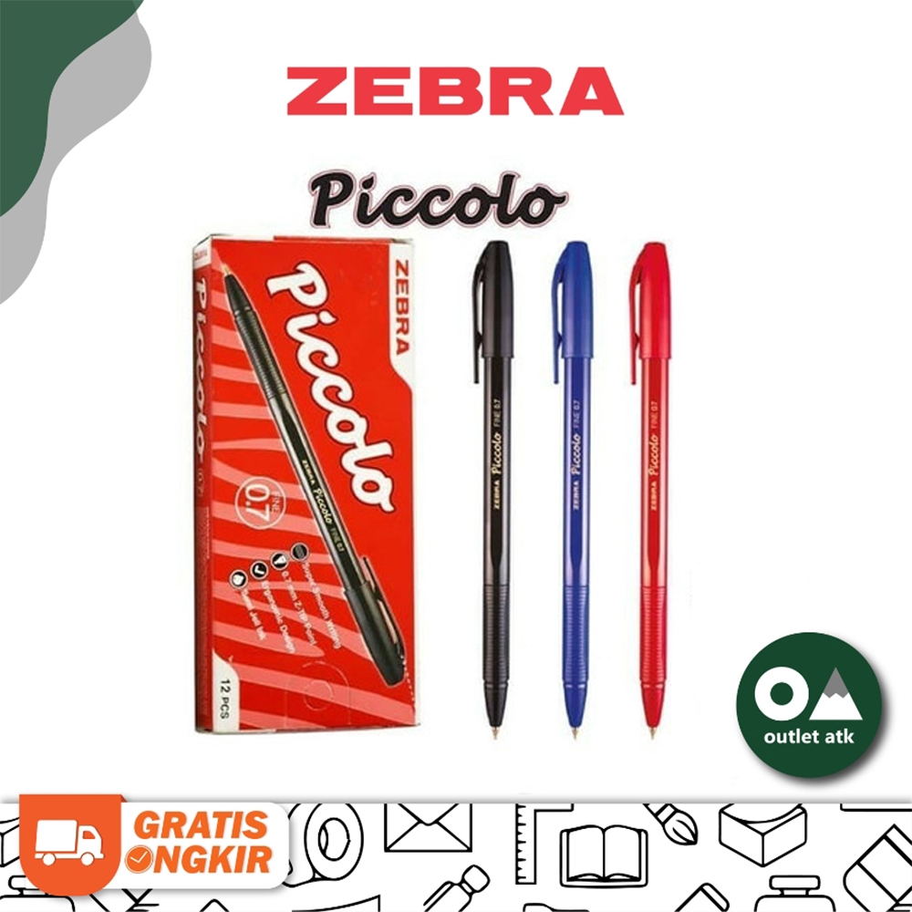 

Pulpen / Bolpen / Ballpoint Pen Zebra Piccolo Semi Gel 0.7mm Black / Hitam isi 12 pcs