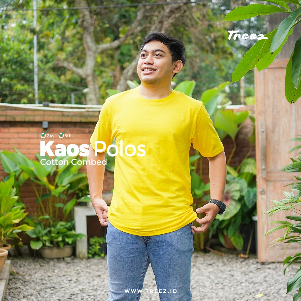 Kaos Polos Cotton Combed Unisex - Kuning Kenari | Ready Size Jumbo | Big Size