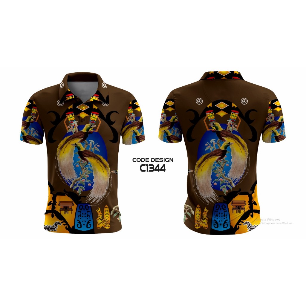 KAOS KERAH MODEL POLO BATIK EDISI BATIK PAPUA/JERSEY KERAH POLO BATIK PAPUA FULL PRINTING KUALITAS P