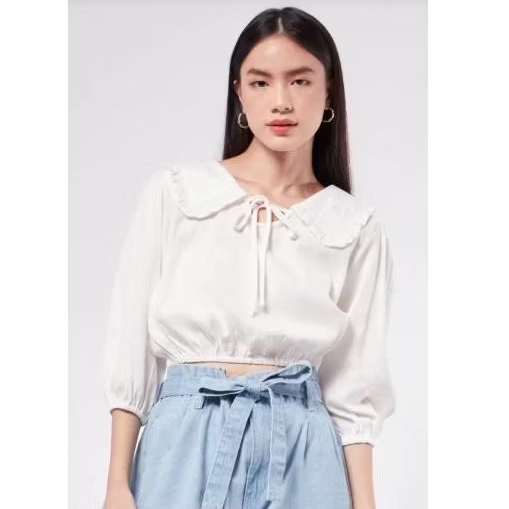 COLORBOX Peterpan Collar Long Sleeve Blouse Off White