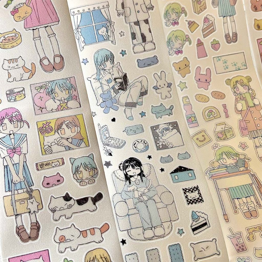 

[WindHeart] 1 roll sticker roll cute girl chill girl kawaii girl anime little girl style sticker roll 22517
