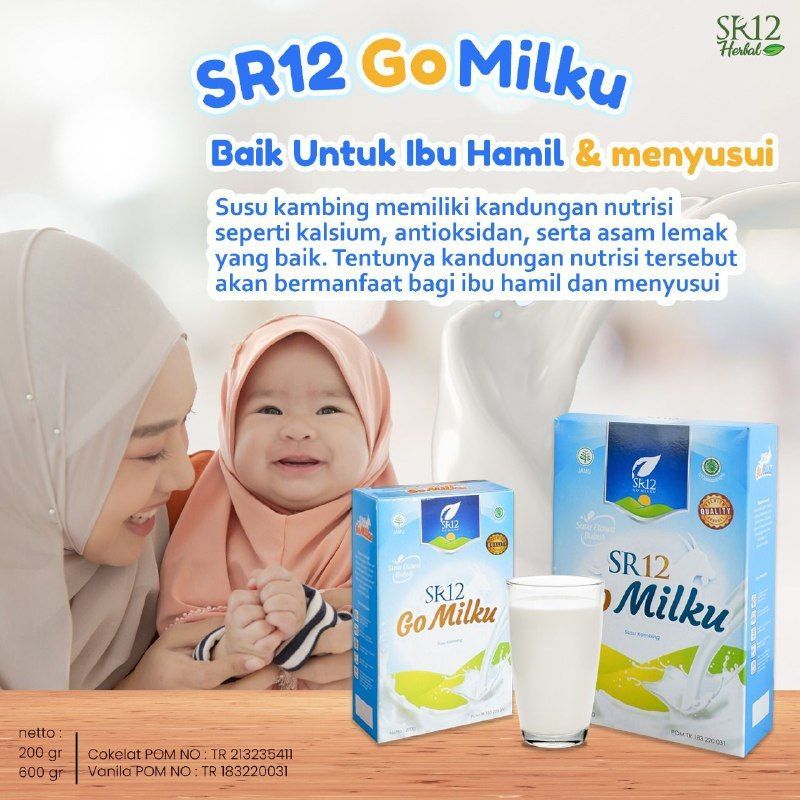 

susu go milku SR12 - Susu Kambing Etawa Bubuk Murni Tanpa Gula SR12 Go Milku Gomilku
