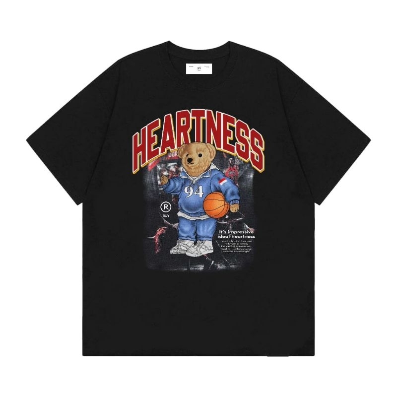Kaos Heartness Bear Basketball Hitam