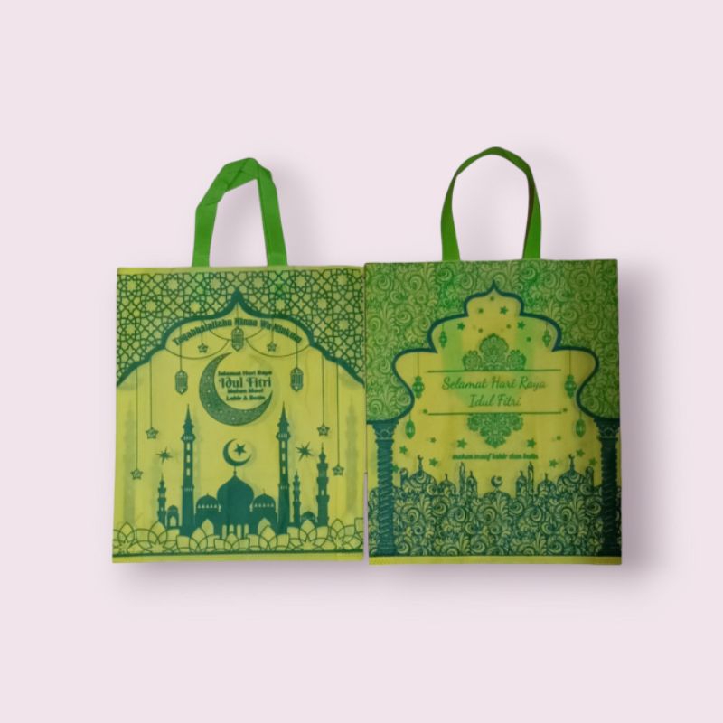 

tas lebaran idulfitri tas spunbond ukuran 38x45 isi 12pcs