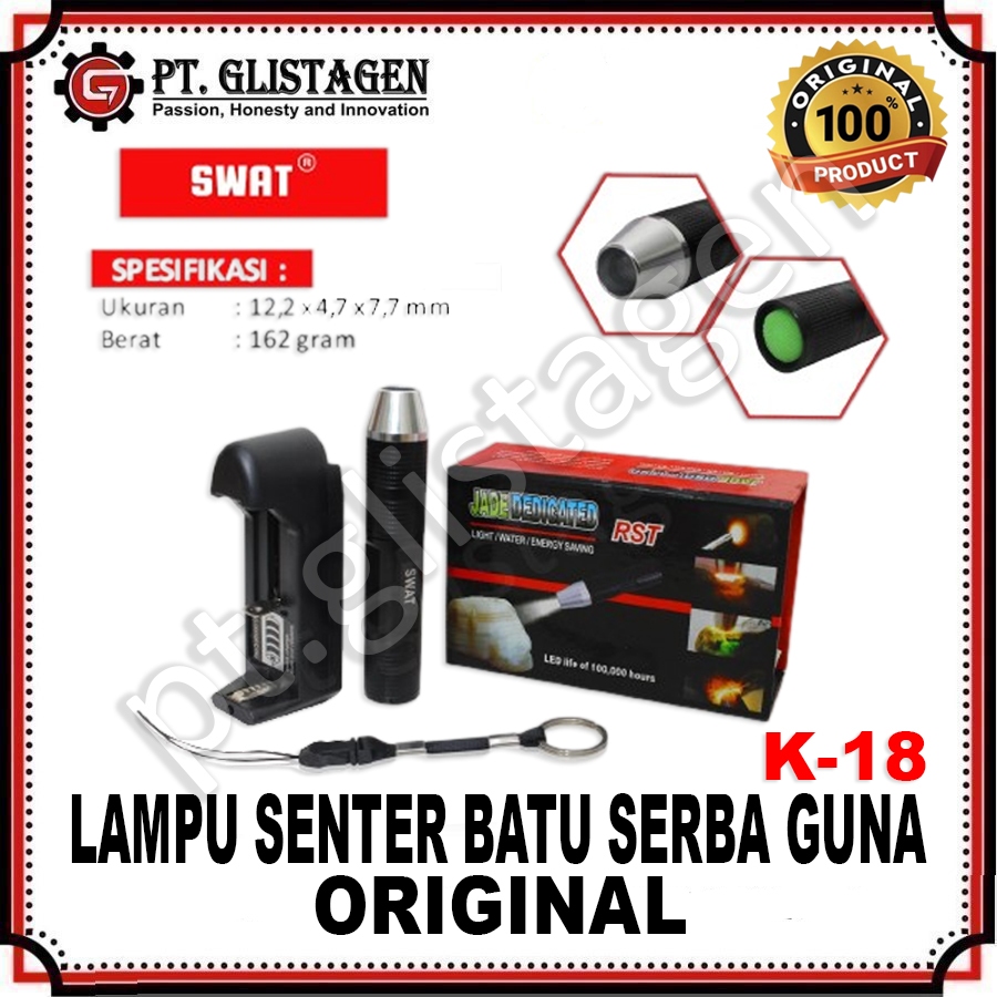 Senter Batu Cincin Led Serba Guna SWAT SET SX-K-18 K18 Lampu Senter Led Senter Zoom Senter 3 Mode Se