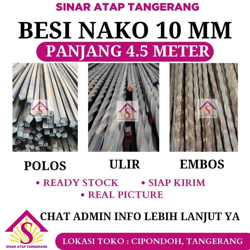 Besi Nako 10 mm Panjang 4,5 Meter