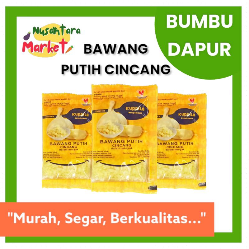 

KUPPILA | BAWANG PUTIH CINCANG | 20 GR | NUSANTARA MARKET