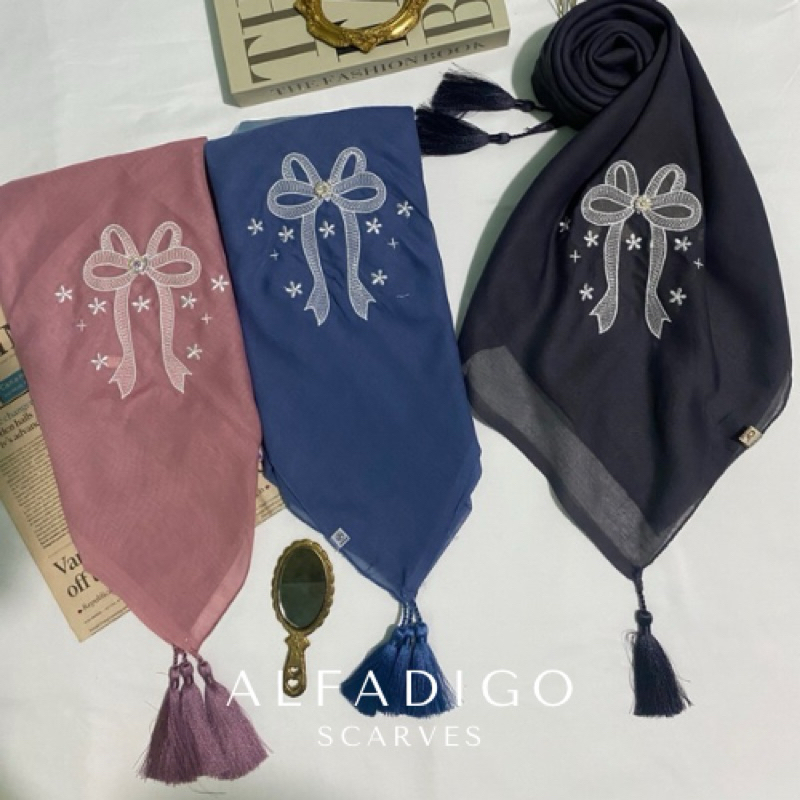 Hijab paris bordir tasel pita coquette premium // jilbab paris bordir pita