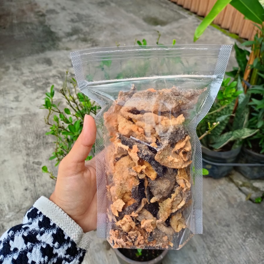 

Keripik Kulit Ikan Salmon Rasa BBQ Kemasan Pouch 60gr Fish Skin Salmon