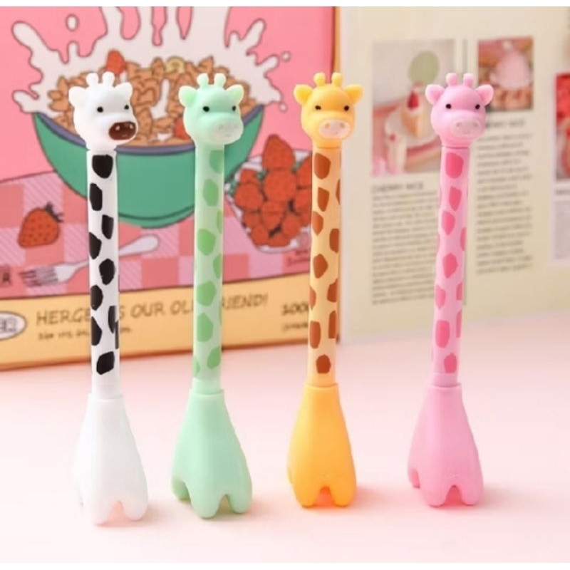 

Pena Tinta Hitam Karakter Hewan Lucu(3 PCS) Model Animal Jerapah Girrafe