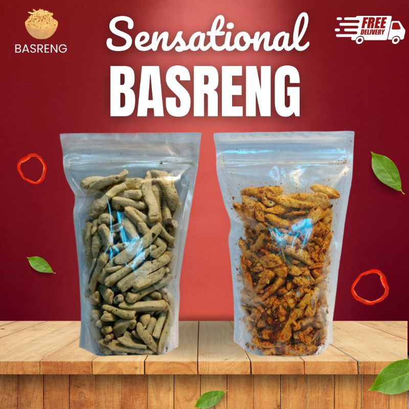 

400Gram Stik Basreng Mix Original & Pedas Daun Jeruk Sensational Baso Goreng Renyak Kriuk Cemilan Snack