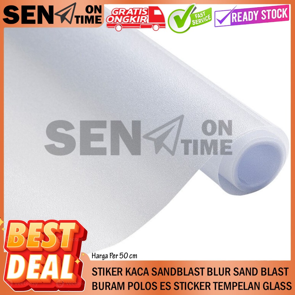 Setiker Motif Blur Rumah Kantor Stiker Kaca Buram Polos Per 50cm Sandblast Sand Blast Es Sticker Tem