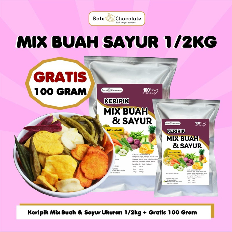 

Batu Chocolate Mix Buah Sayur 1/2Kg + Gartis 100 Gram