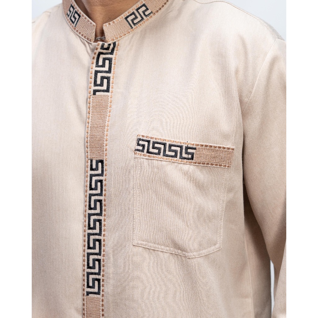 FREE ONGKIR BAJU KOKO PRIA DEWASA MOTIF BORDIR LENGAN PANJANG BAHAN KATUN MADINAH PREMIUM MUSLIM