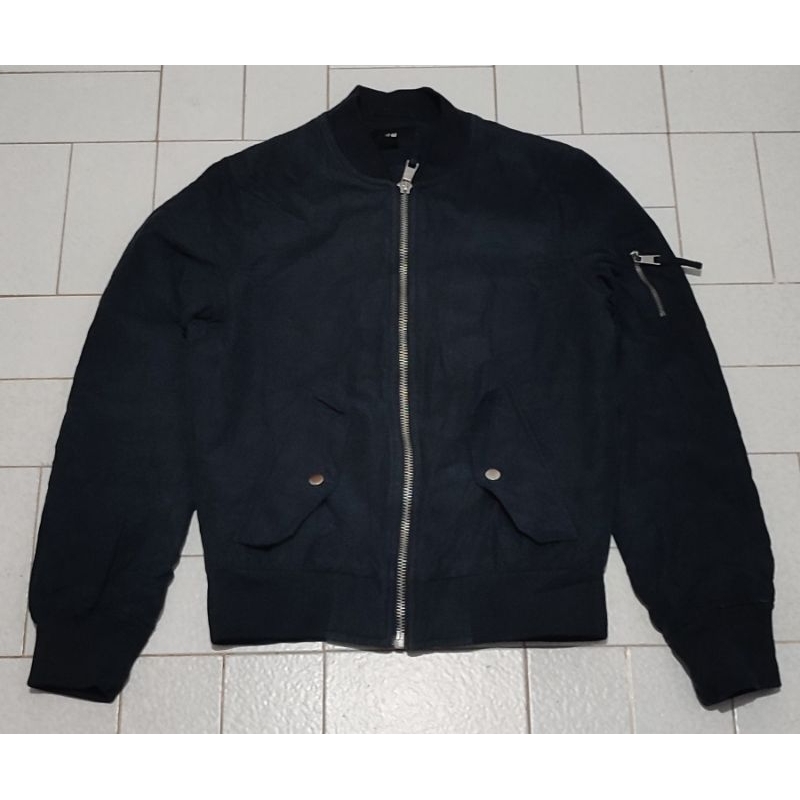 Jaket Casual Bomber Tebal H&m Hitam