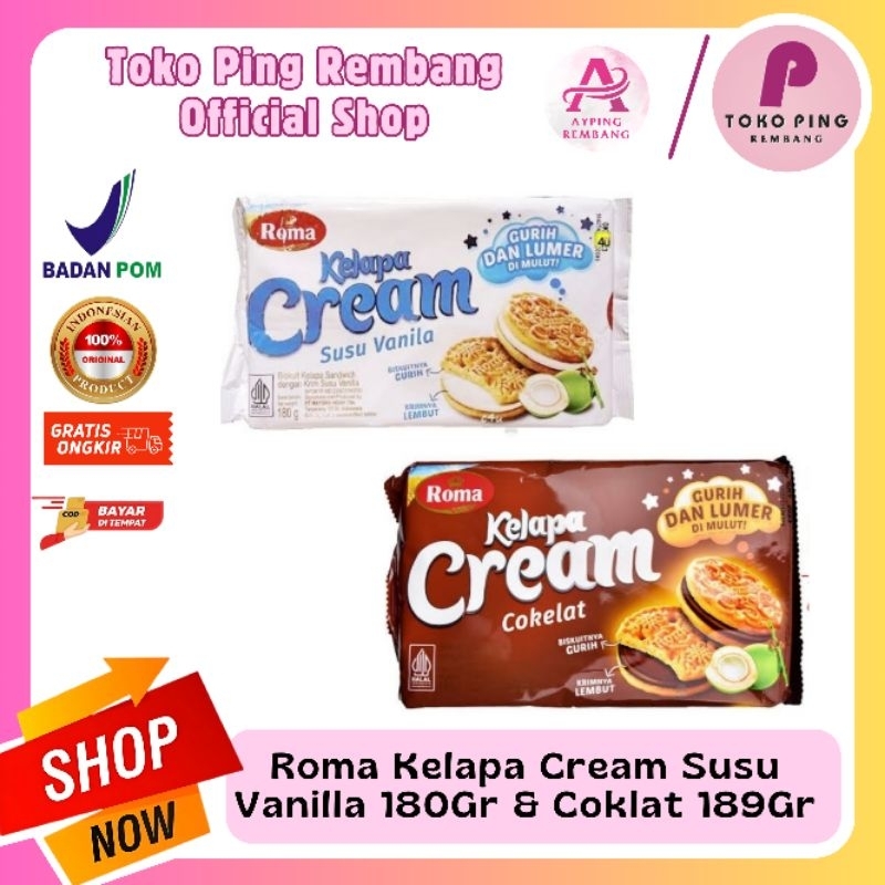 

Roma Kelapa Cream Susu Vanila 180gr & Cokelat 189gr