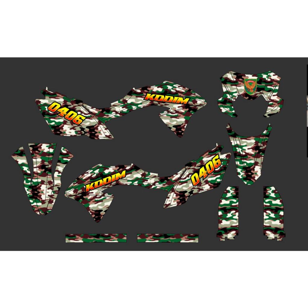 Decal sticker KLX BF 150 design terbaru Motif loreng