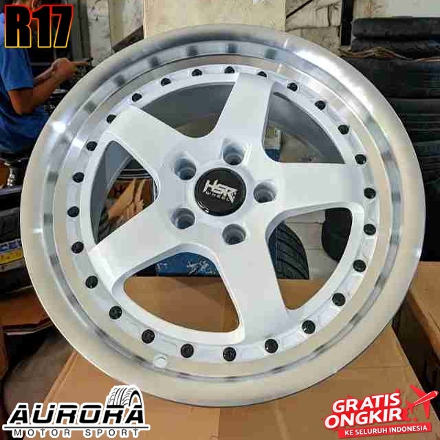 Velg celong HSR BOB R17x7,5/8,5 pcd 5x114,3 putih Pelek ring 15 mobil Civic HRV Innova Xpander