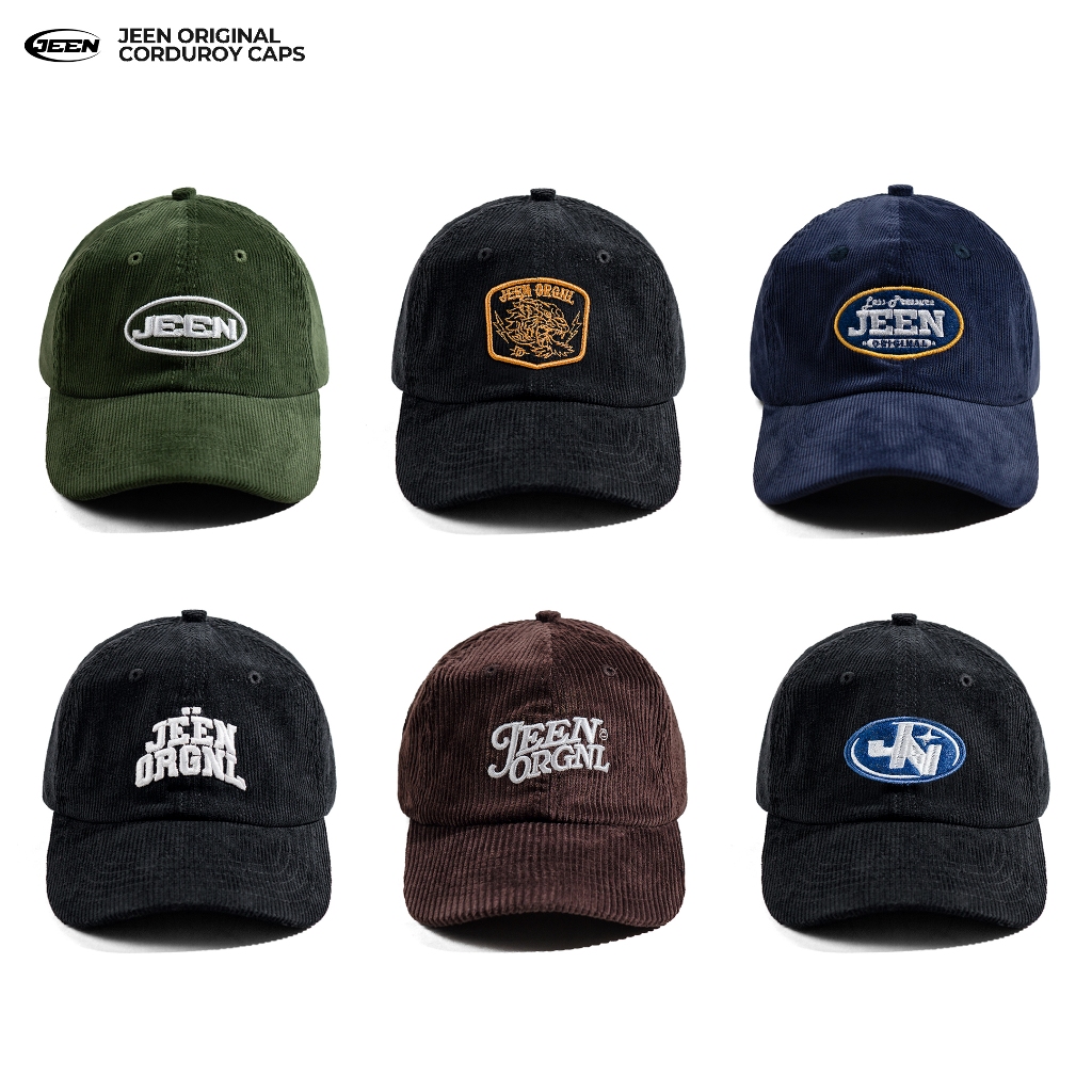 JEEN | Polo Caps Corduroy / Topi Bordir Dewasa Hitam Original
