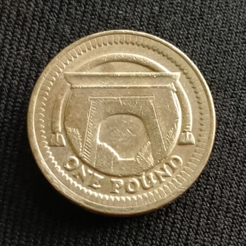 Uang Koin Kuno Inggris 1 Pound Lama Jembatan Lengkung Mesir Commemorative
