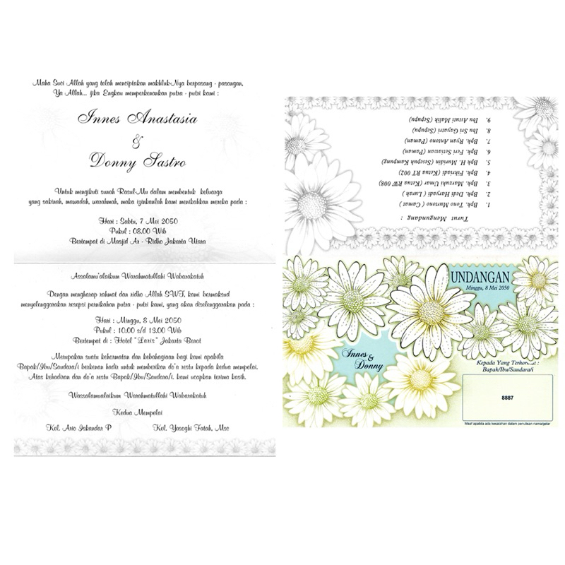 undangan simple undangan lipat 3 undangan murah